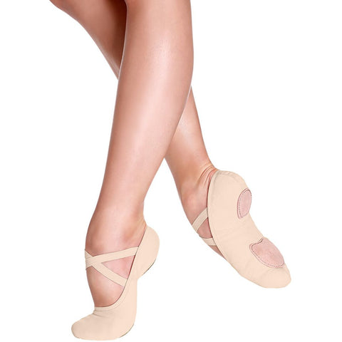 Child Bliss Stretch Canvas Ballet Shoes - Mocha and Sand
